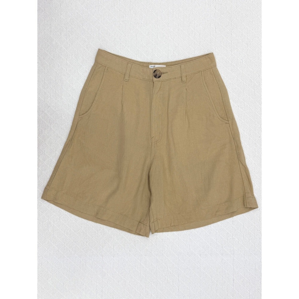 Rolla's Horizon Linen Short Harvest Tan 7" High Waisted Pleated 29 Minimalist